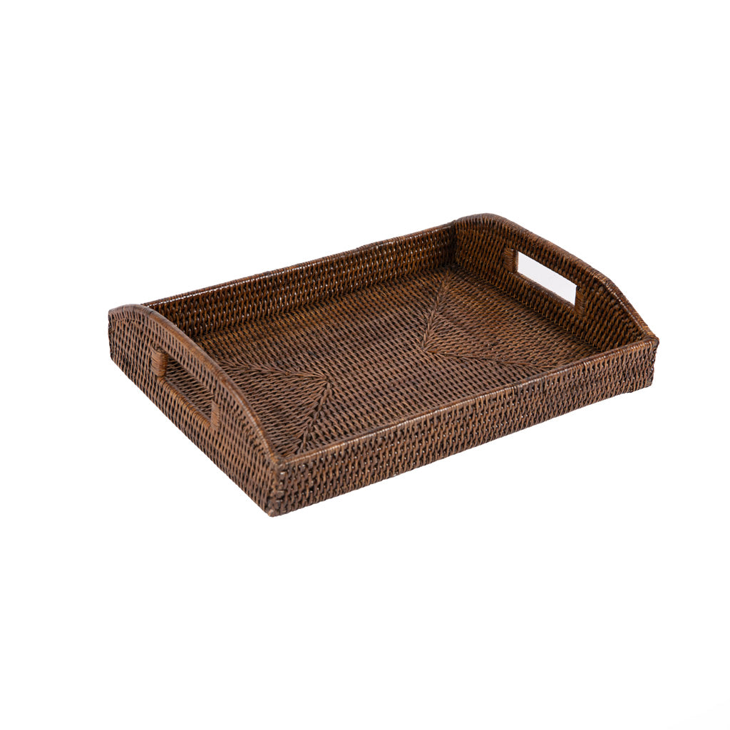 Rattan Hasır Kulplu Tepsi 40x30 cm