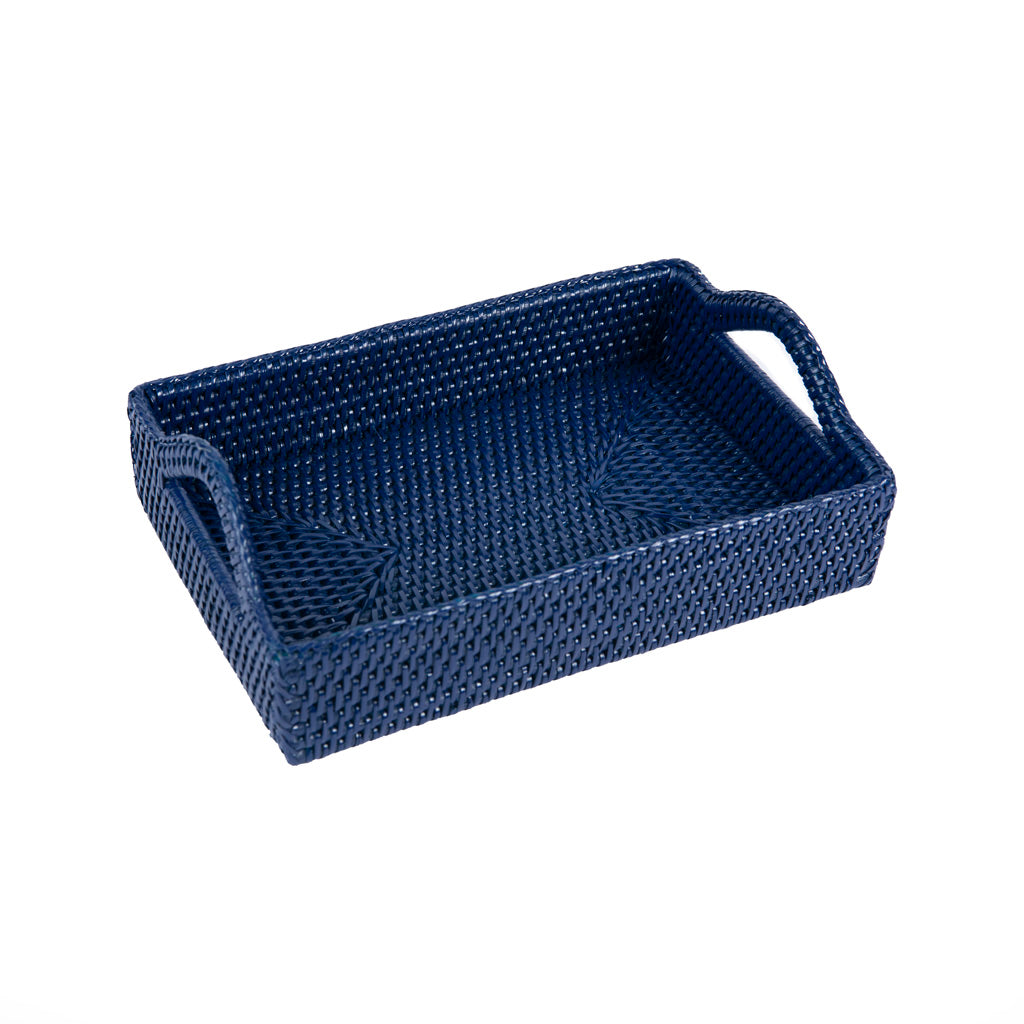 Rattan Lacivert Hasır Tepsi 30x20 cm