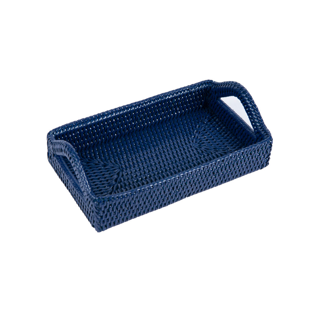 Rattan Lacivert Hasır Tepsi 26x17 cm